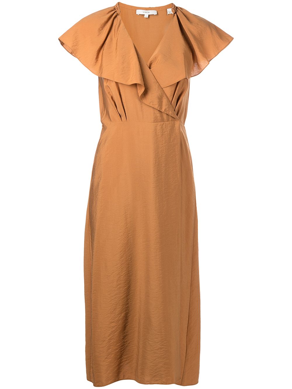 Ruffled wrap midi dress - Orange
