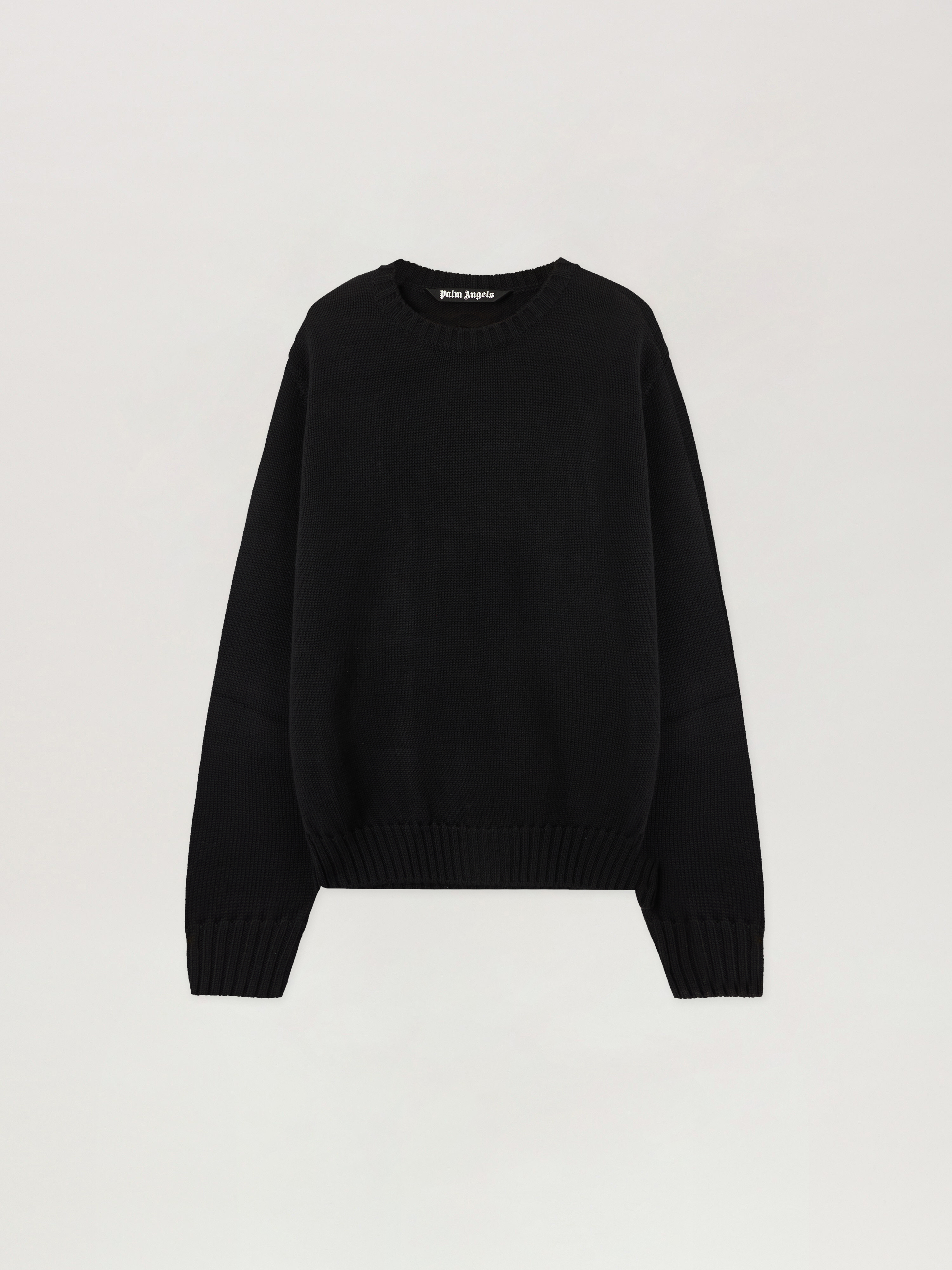 Back Curved Logo Sweater Man  Black Off White