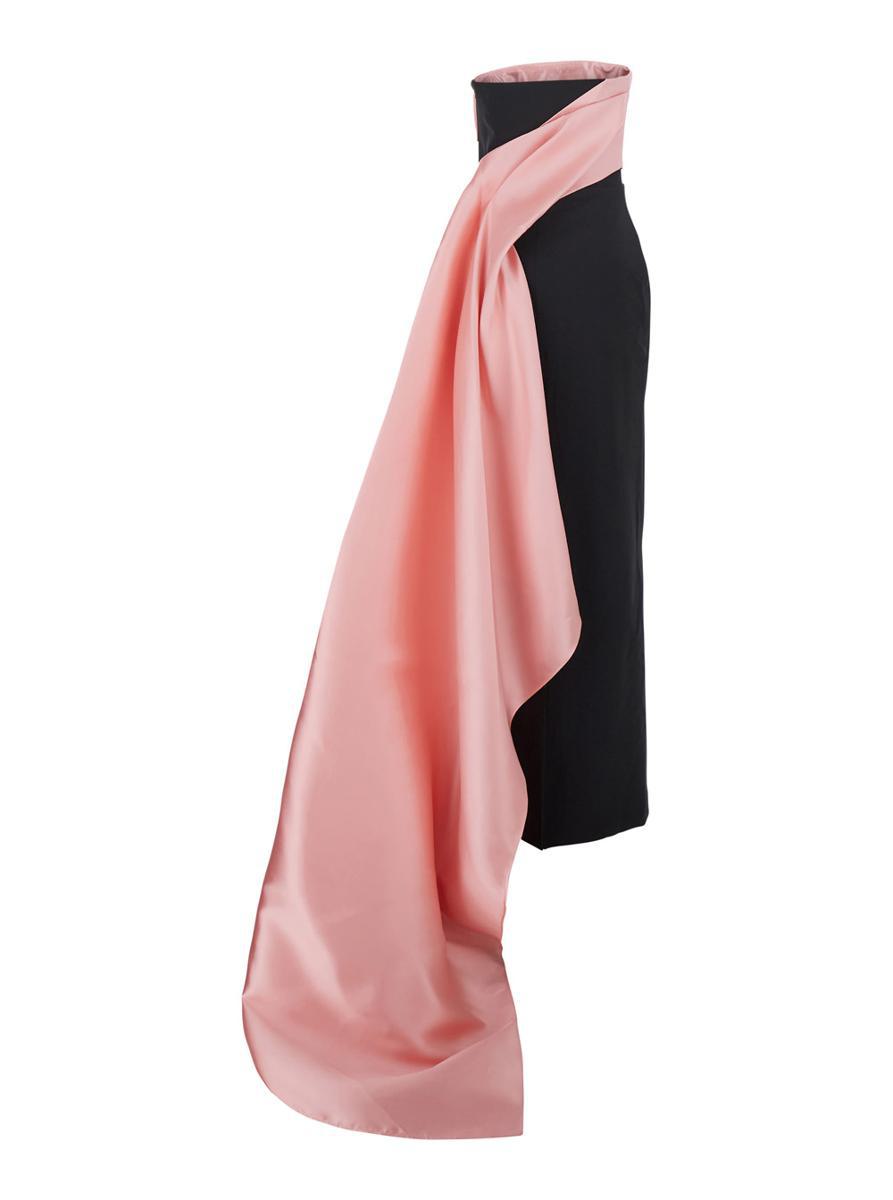 'Kinsley' Pink Off-Shoulder Long Dress With Draped Detail In Tech Fabric Stretch Woman