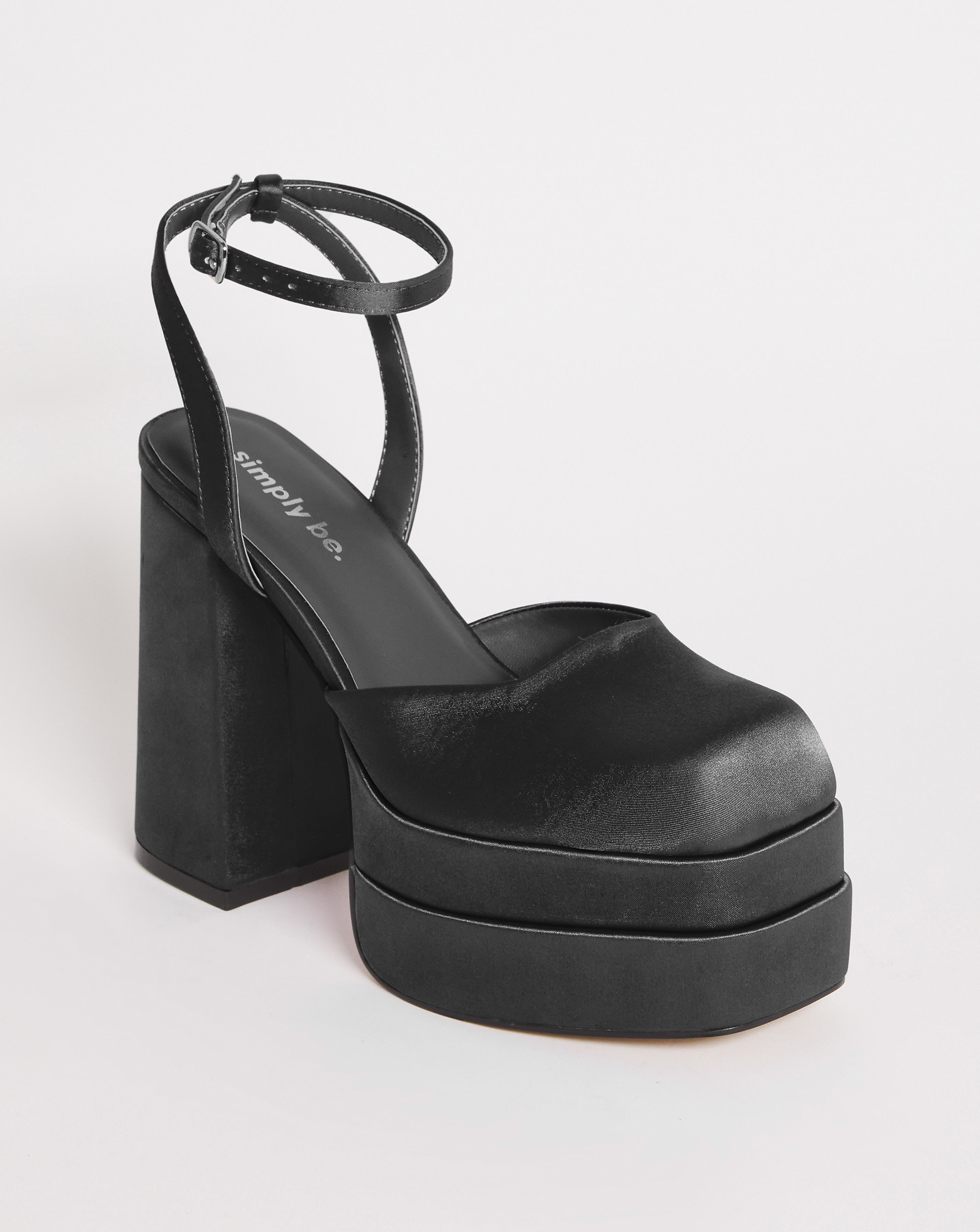 Square Toe Platform Heeled Shoes Ex Wide