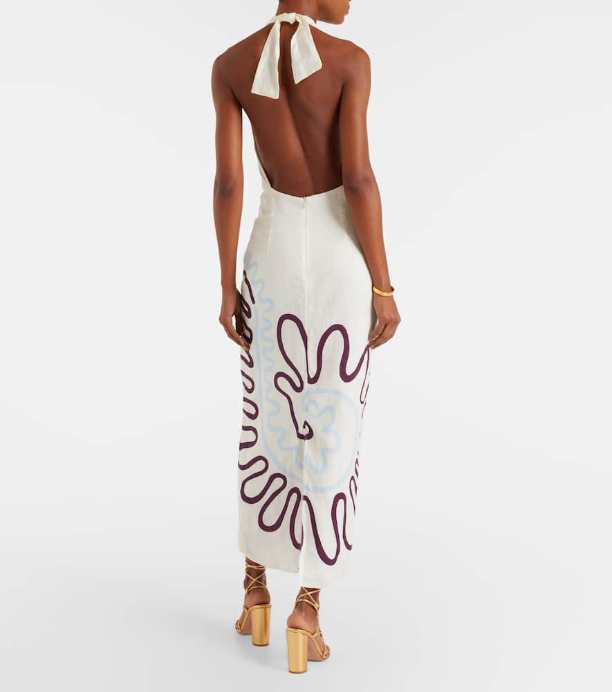 Clara cutout printed linen maxi dress