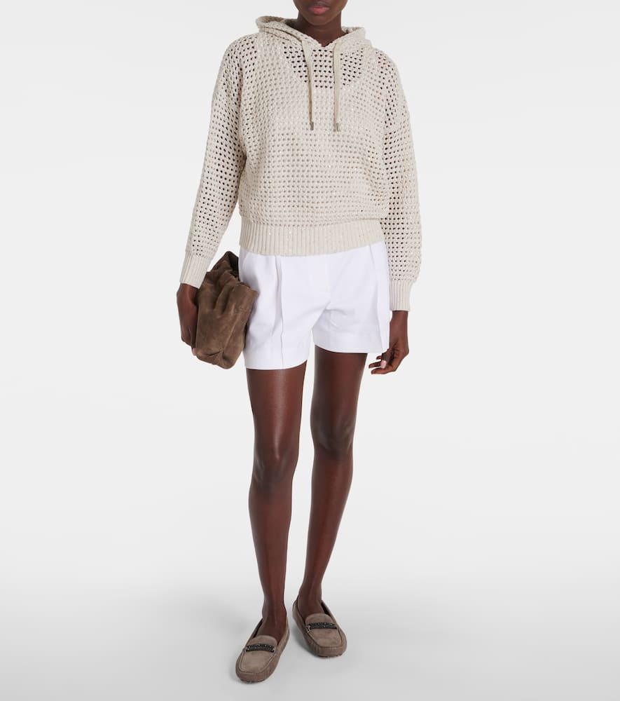 Open-knit cotton-blend hoodie