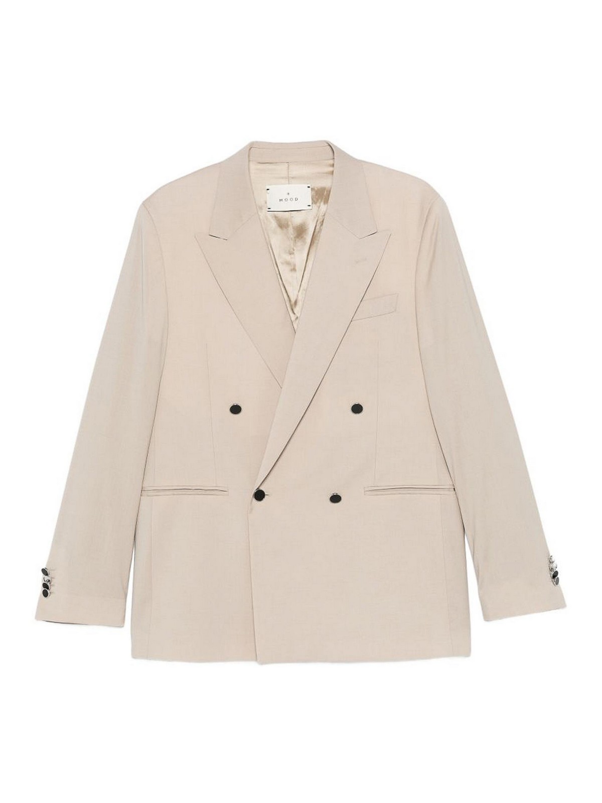 Beige stretch wool double-breasted blazer