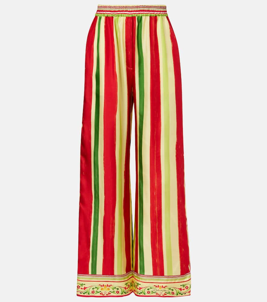 High-rise striped silk palazzo pants