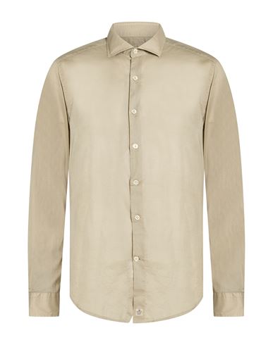 Man Shirt Khaki Size 15 Cotton, Elastane