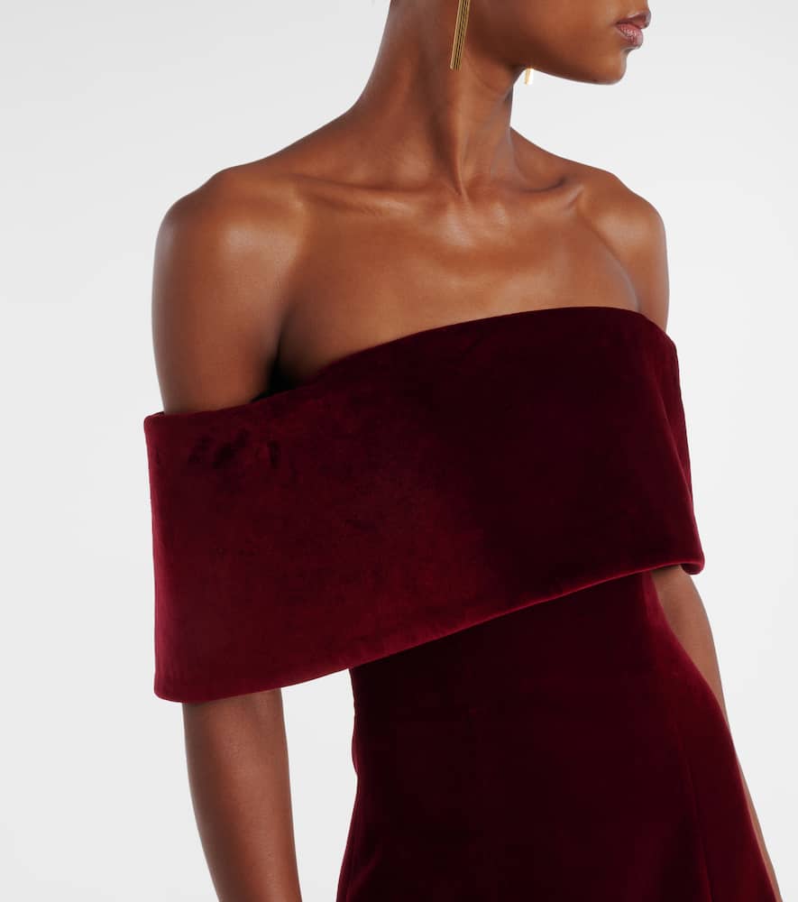 Carita off-shoulder cotton velvet midi dress