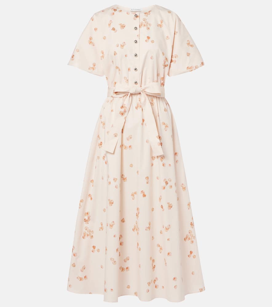 Paulina floral belted cotton-blend midi dress