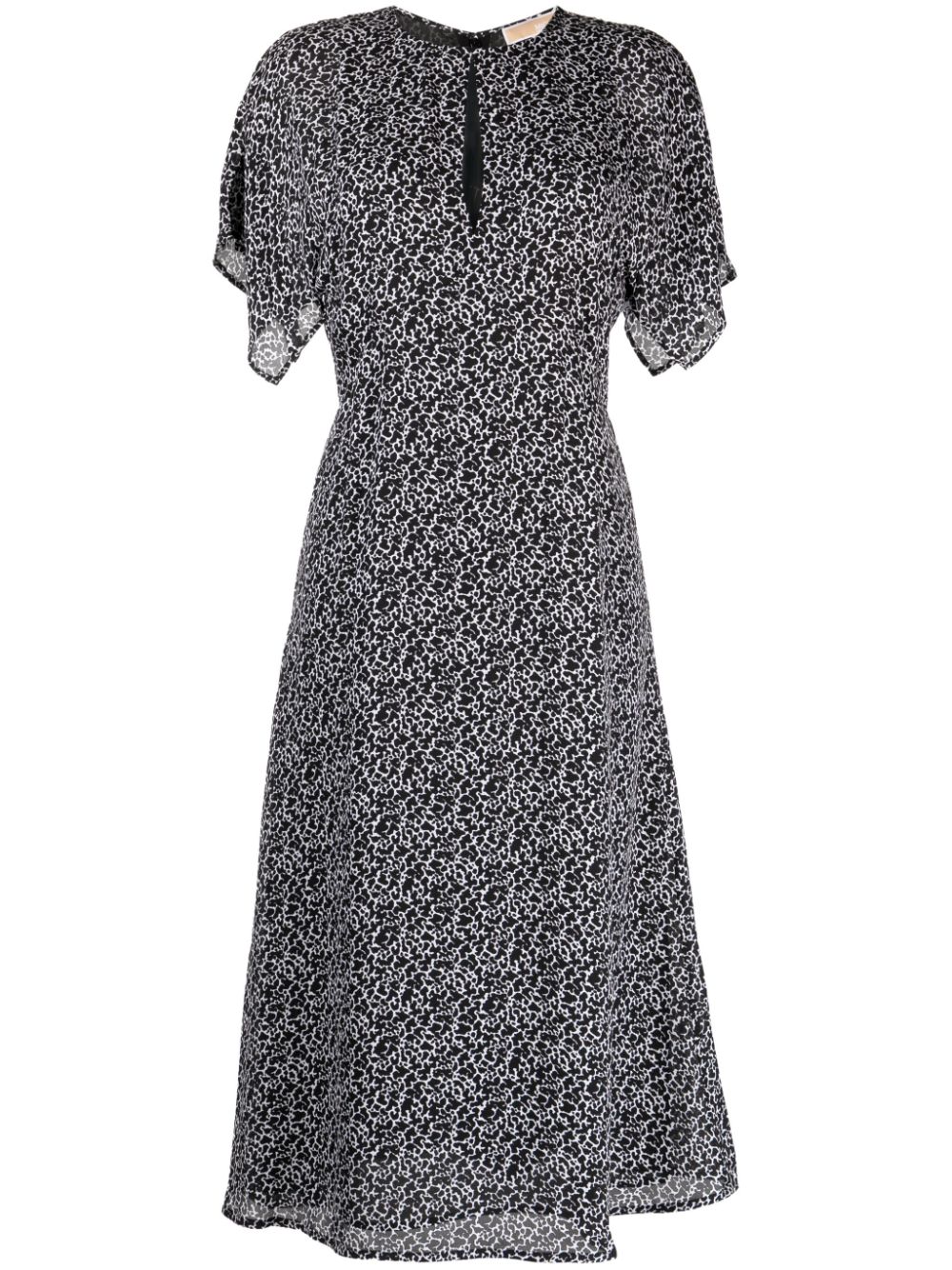 Abstract-print midi dress - Black