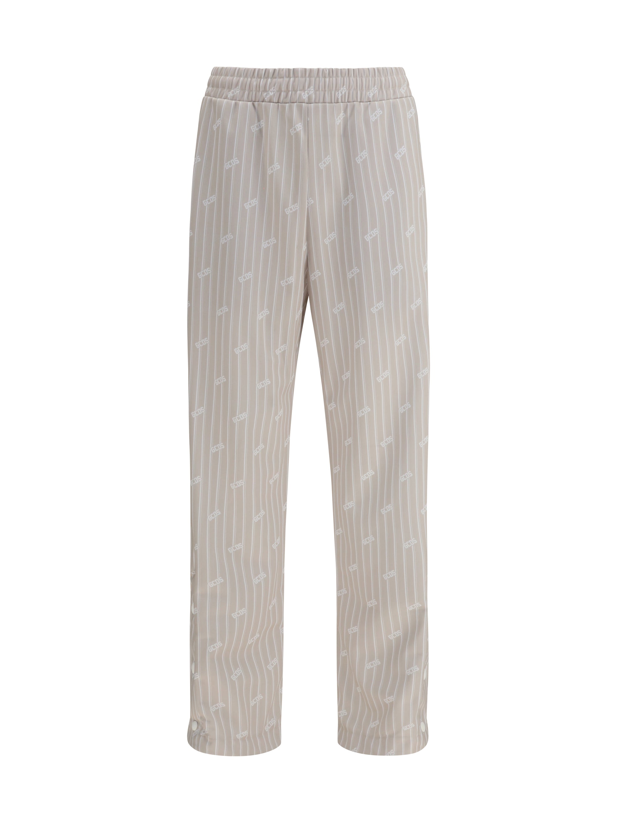 Logo Pinstripe Trousers — Beige