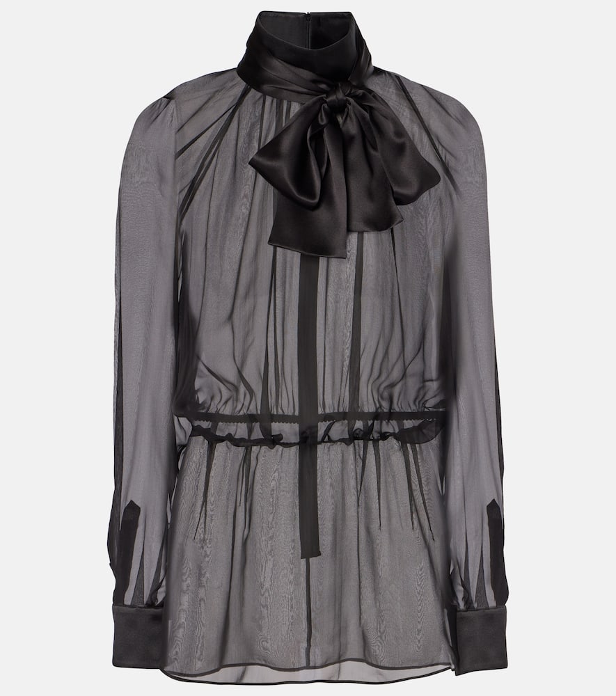 Bow-detail silk chiffon blouse