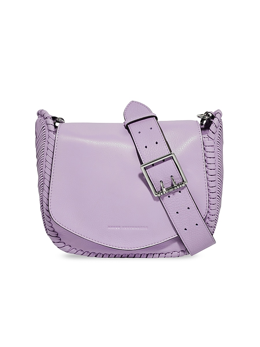 Women's All For Love Leather Saddle Crossbody Bag - Lavender