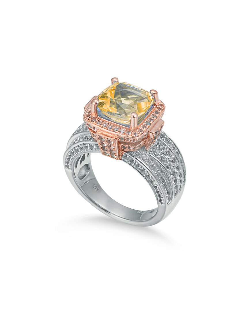 Two-Tone Silver 5.00 ct. tw. Citrine & White Topaz Ring
