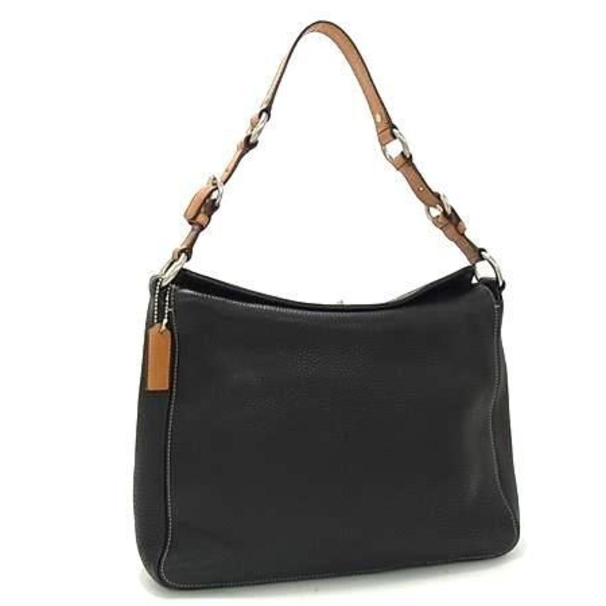 Coach Black Brown Leather Handbag Shoulder Bag Tote Bag Pre-Owned