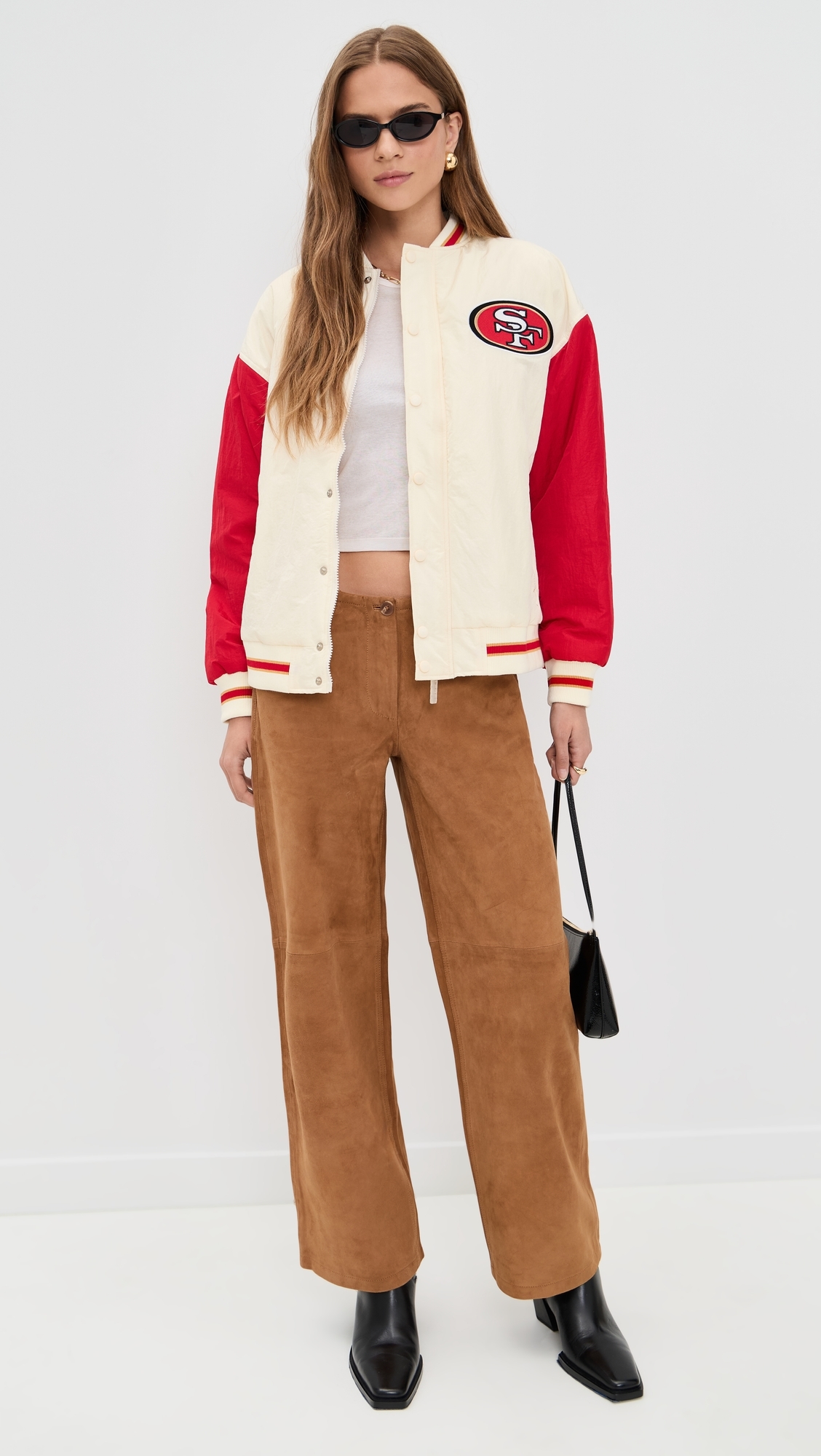 49rs Colorblock Bomber Jacket 49ers Sugar Swizzle/Red