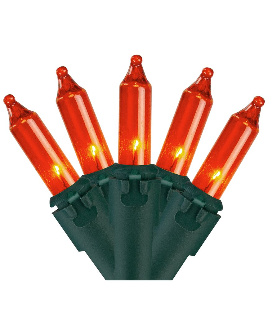 Northlight Set of 100 Orange Mini incandescent Christmas Lights 2.5in Spacing - Green Wire