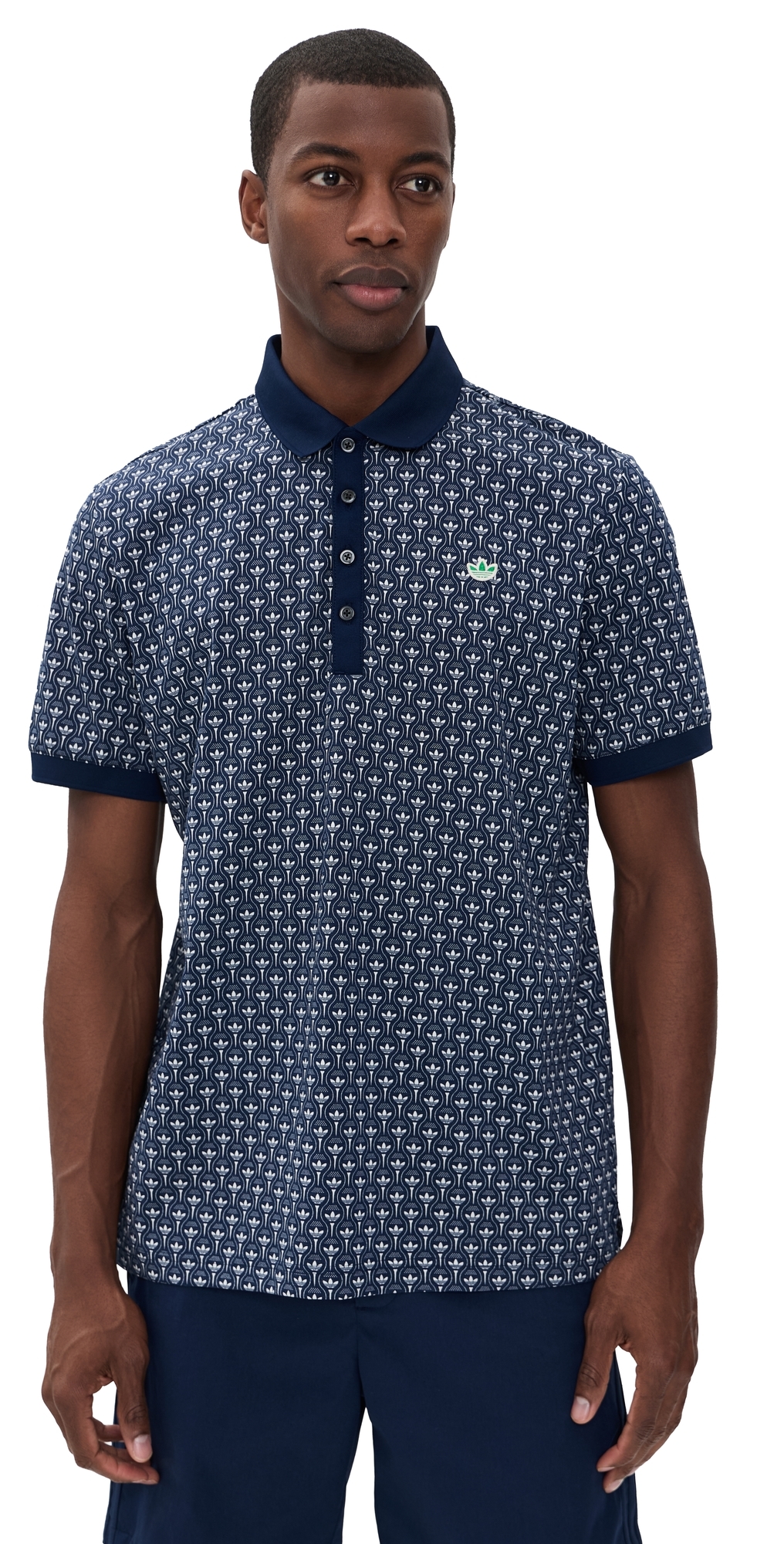 Originals All Over Trefoil Polo Night Indigo/Chalk White