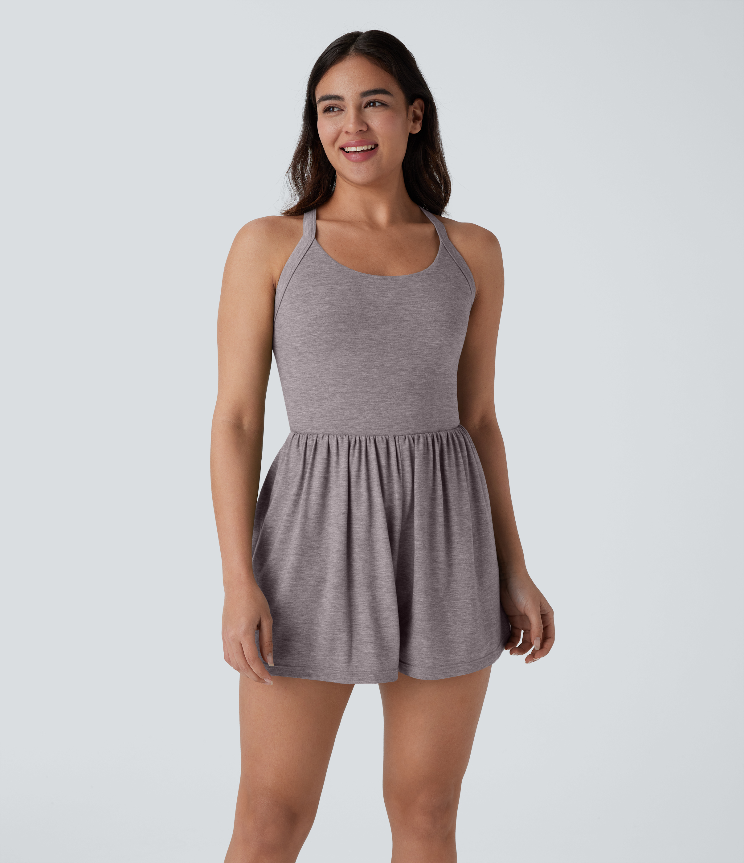 Pocket 2-in-1 Romper-Easy Peezy Edition  - Deep Tea Brown Floral Yarn