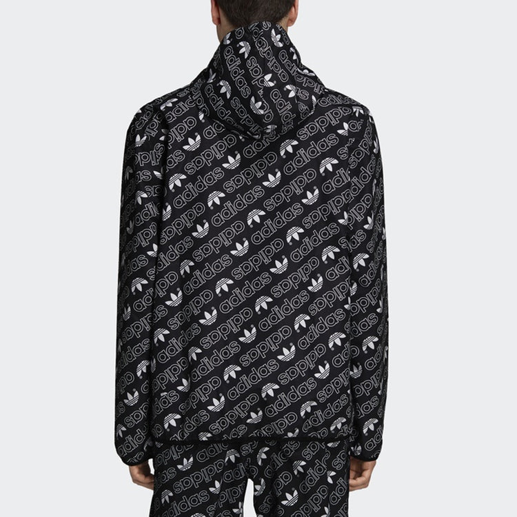 Originals Full Print Athleisure Casual Sports hooded Woven Windproof Outdoor Jacket Black
