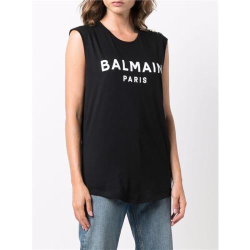 Button-embellished logo tank top - Green