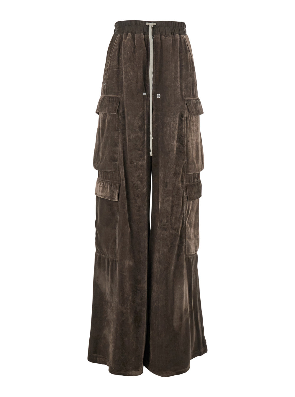 Velvet Drawstring Cargo Pants — Brown