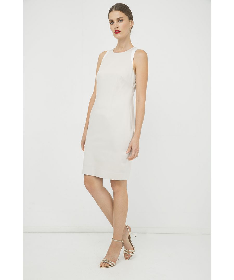 Conquista Womens Sand Colour Sleeveless dress with Contrast Detail - Women