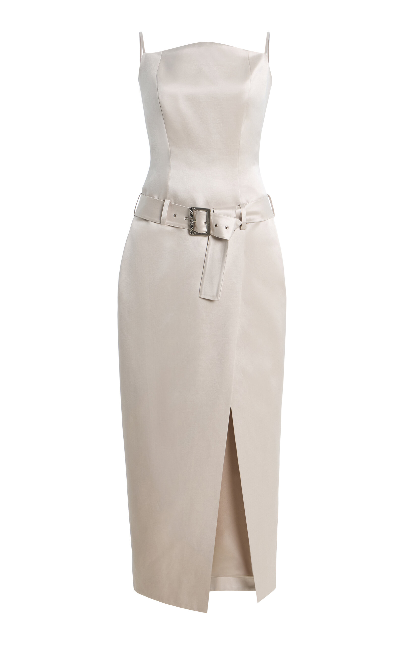 Exclusive Julie Belted Cotton-Silk Satin Midi Dress - Moda Operandi