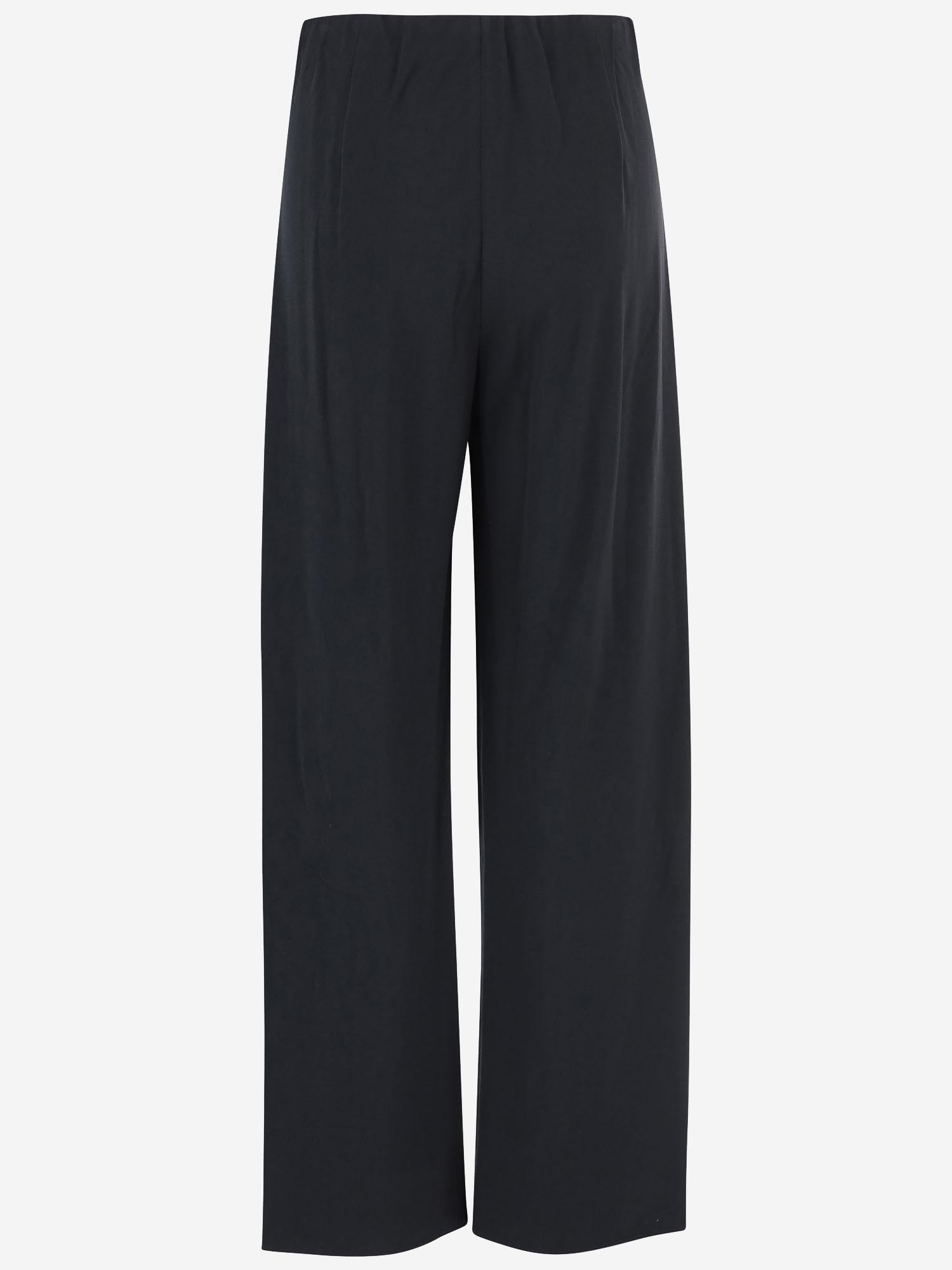 Acetate Wide-Leg Trousers — Navy