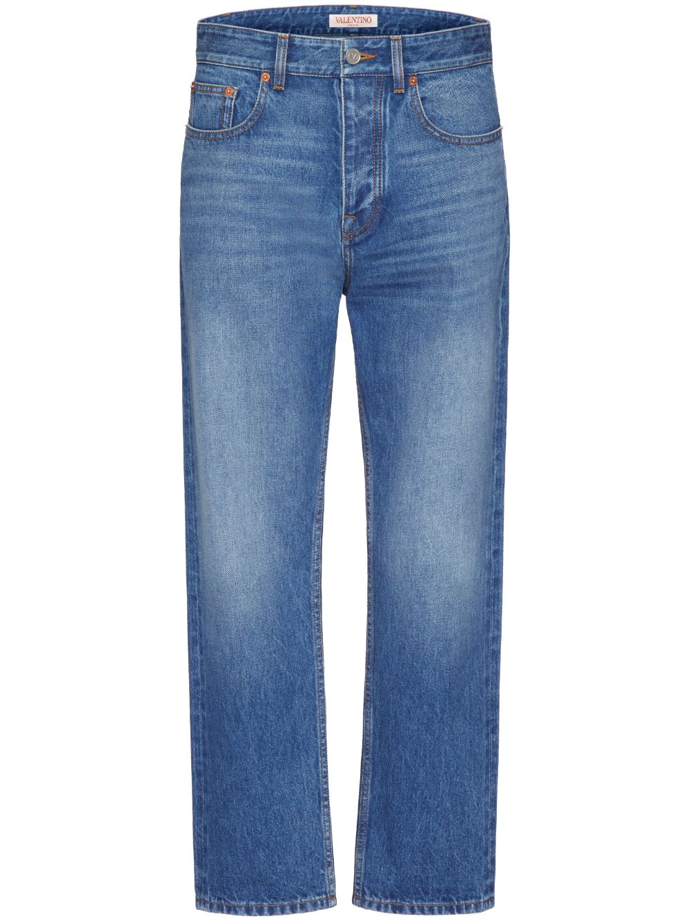 VLogo Signature cropped faded jeans - Blue