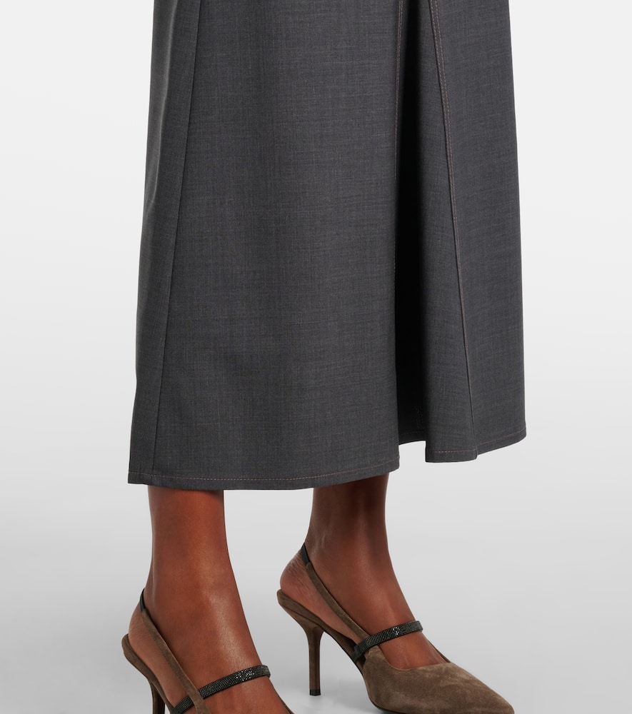 Wool-blend midi skirt