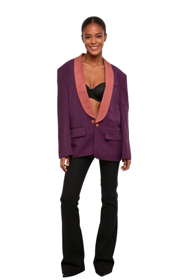 Purple Shawl Lapel Blazer