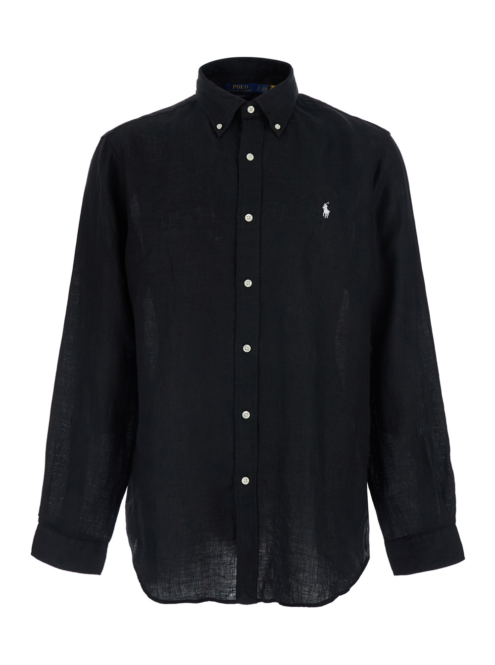 Linen Shirt Custom-Fit Black And Blouses - Men