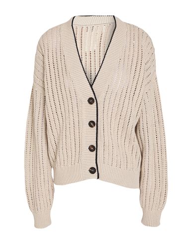 Woman Cardigan Sand Size L Cotton, Brass