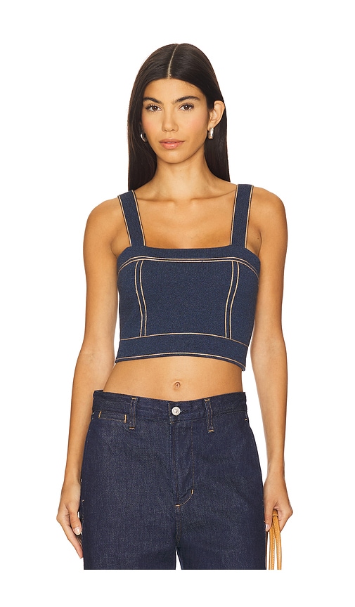 Autumn Cashmere Cropped Top Stitch Tank Top in Navy. Größe XS. Also in L