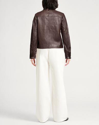 Woman Jacket Dark brown Size 14 Lambskin