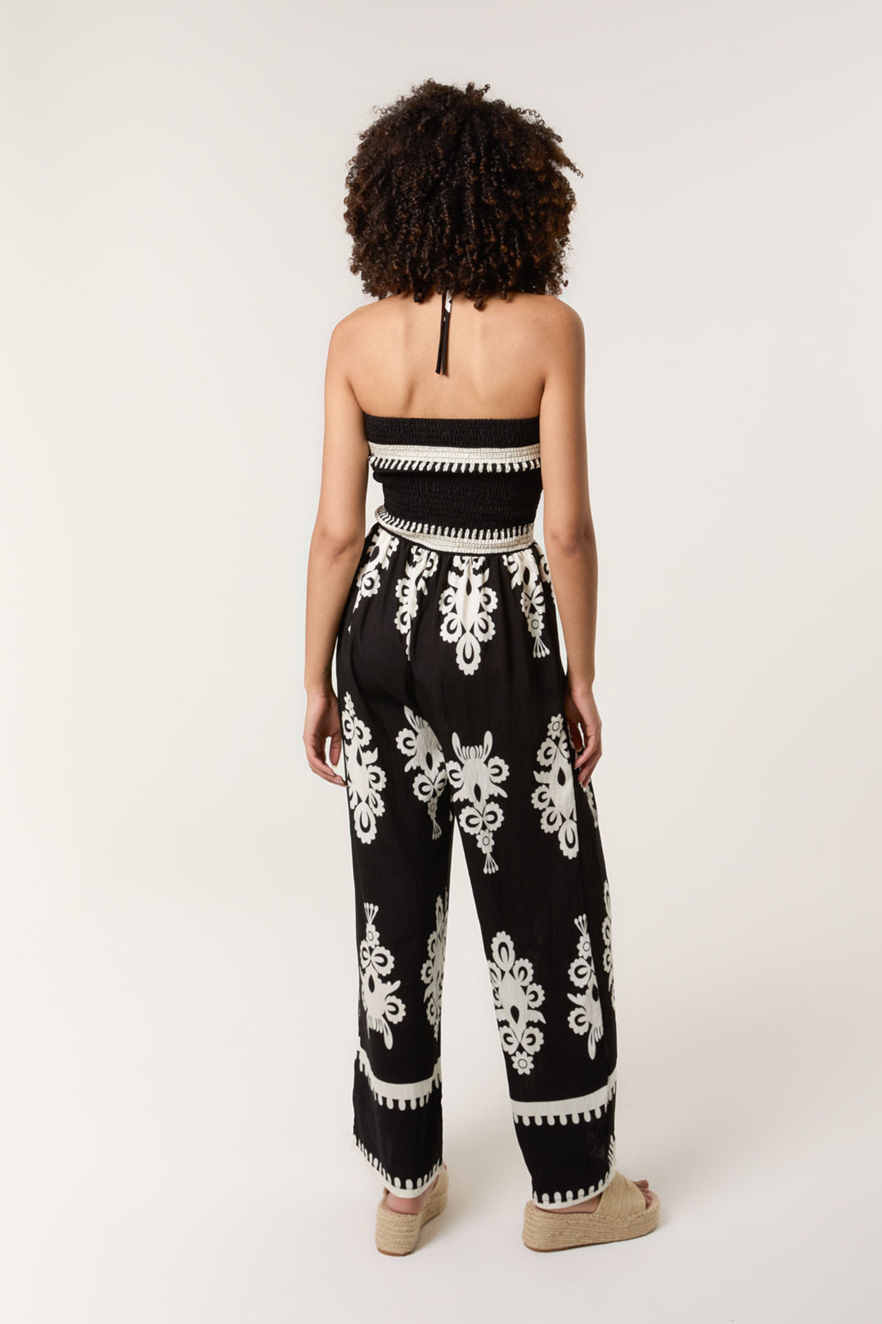 Blue Vanilla Women's Black Halter Neck Shirred Waist Jumpsuit | : Small/Mediu