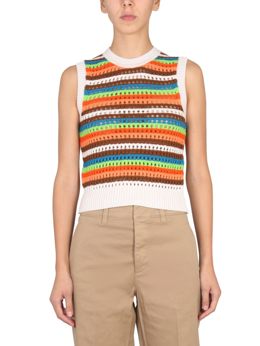 Multicolor Stripes Crew Neck Top