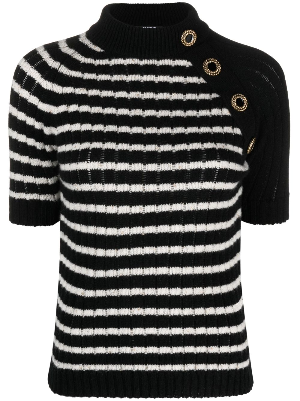 Striped cashmere-blend top - Black