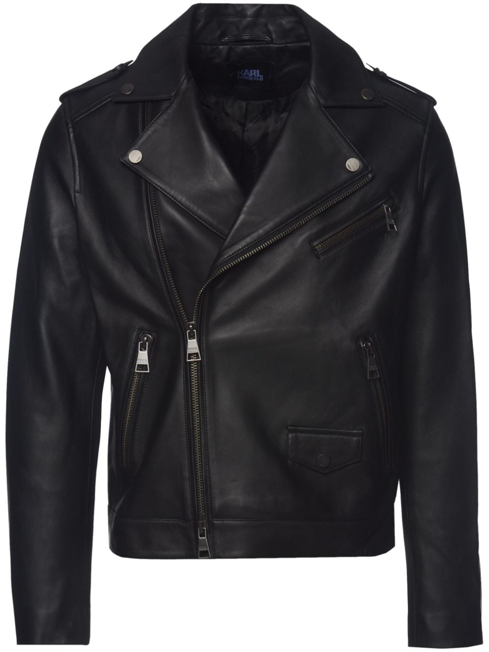 Leather biker jacket - 999 BLACK