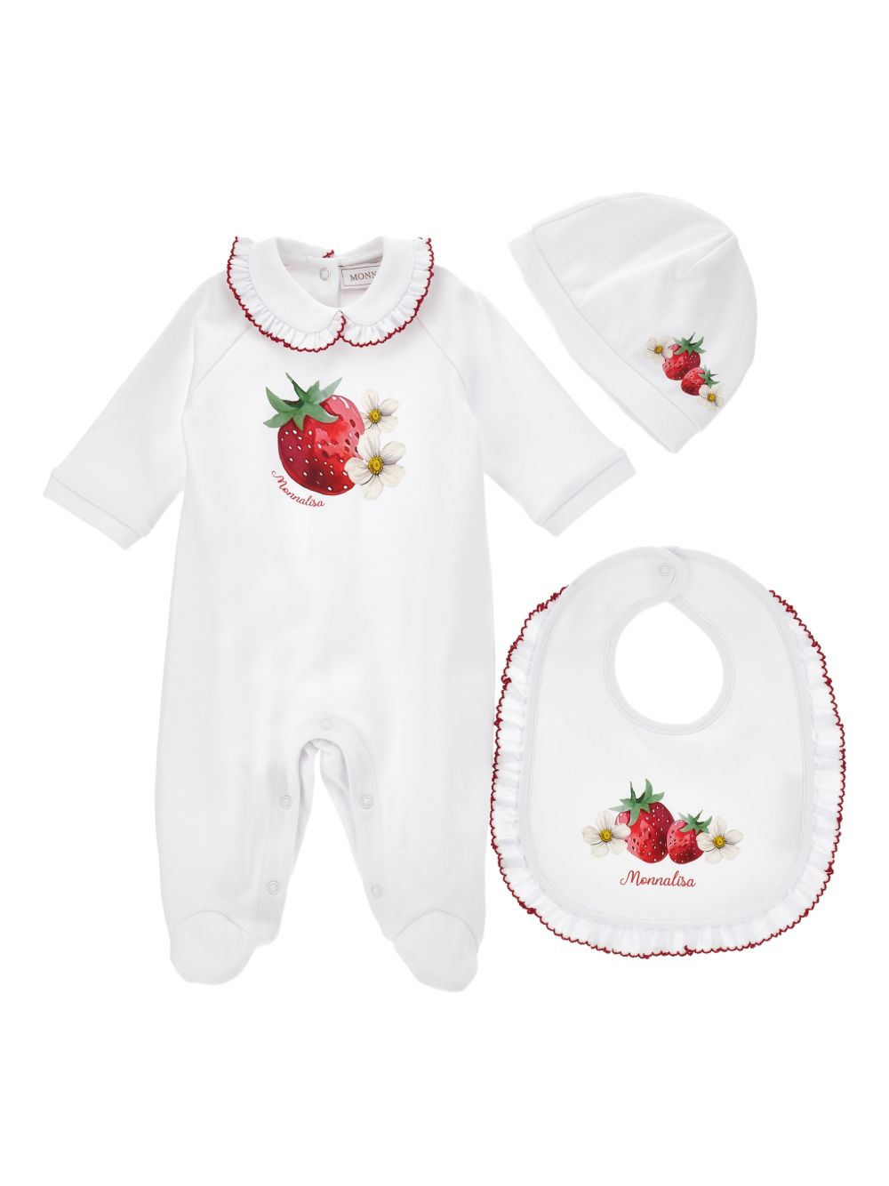 Mini Strawberry Print Ruffled Trim Peter Pan Collar Long Sleeve Dress