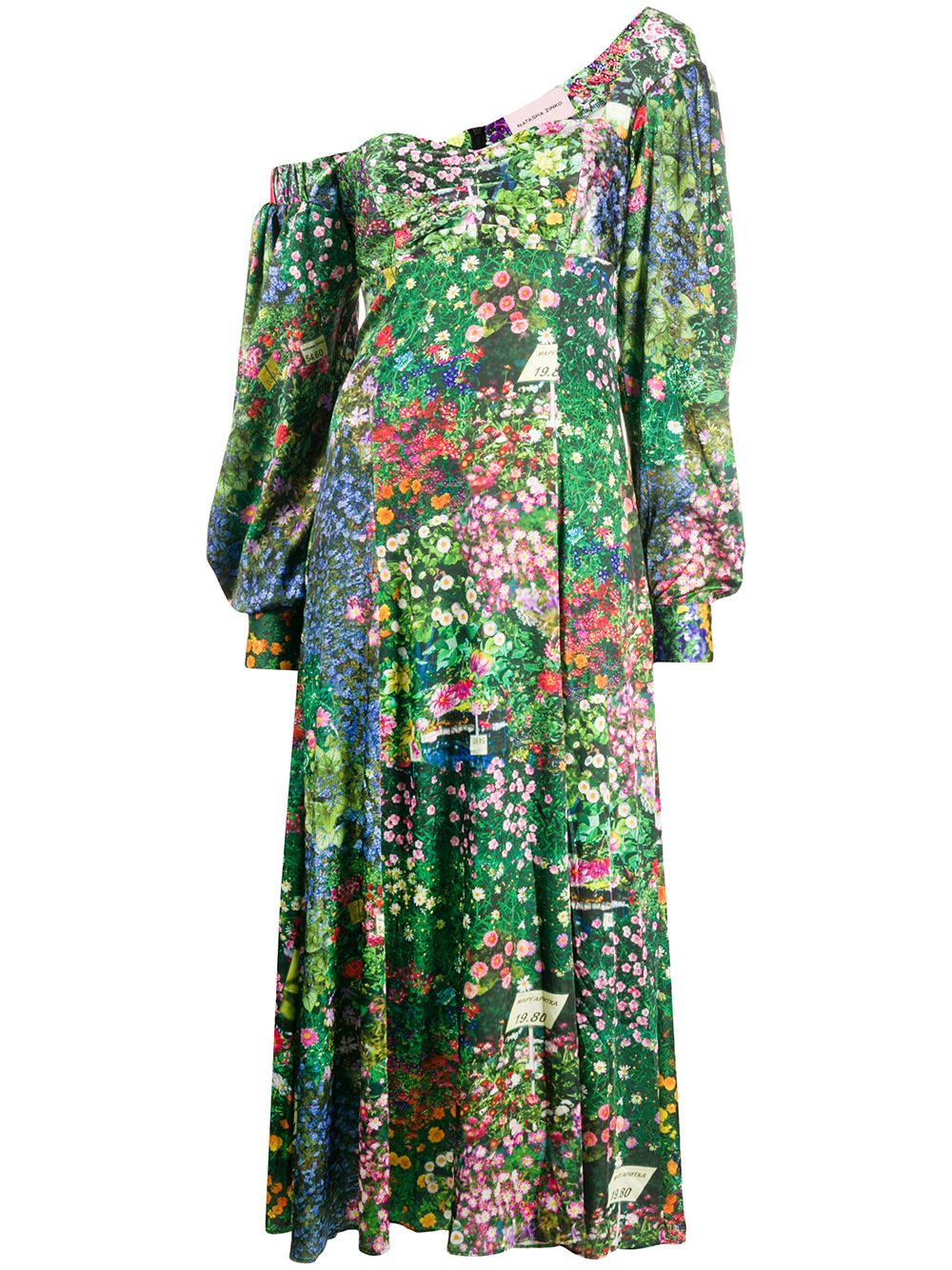 Floral-print asymmetric dress - Green