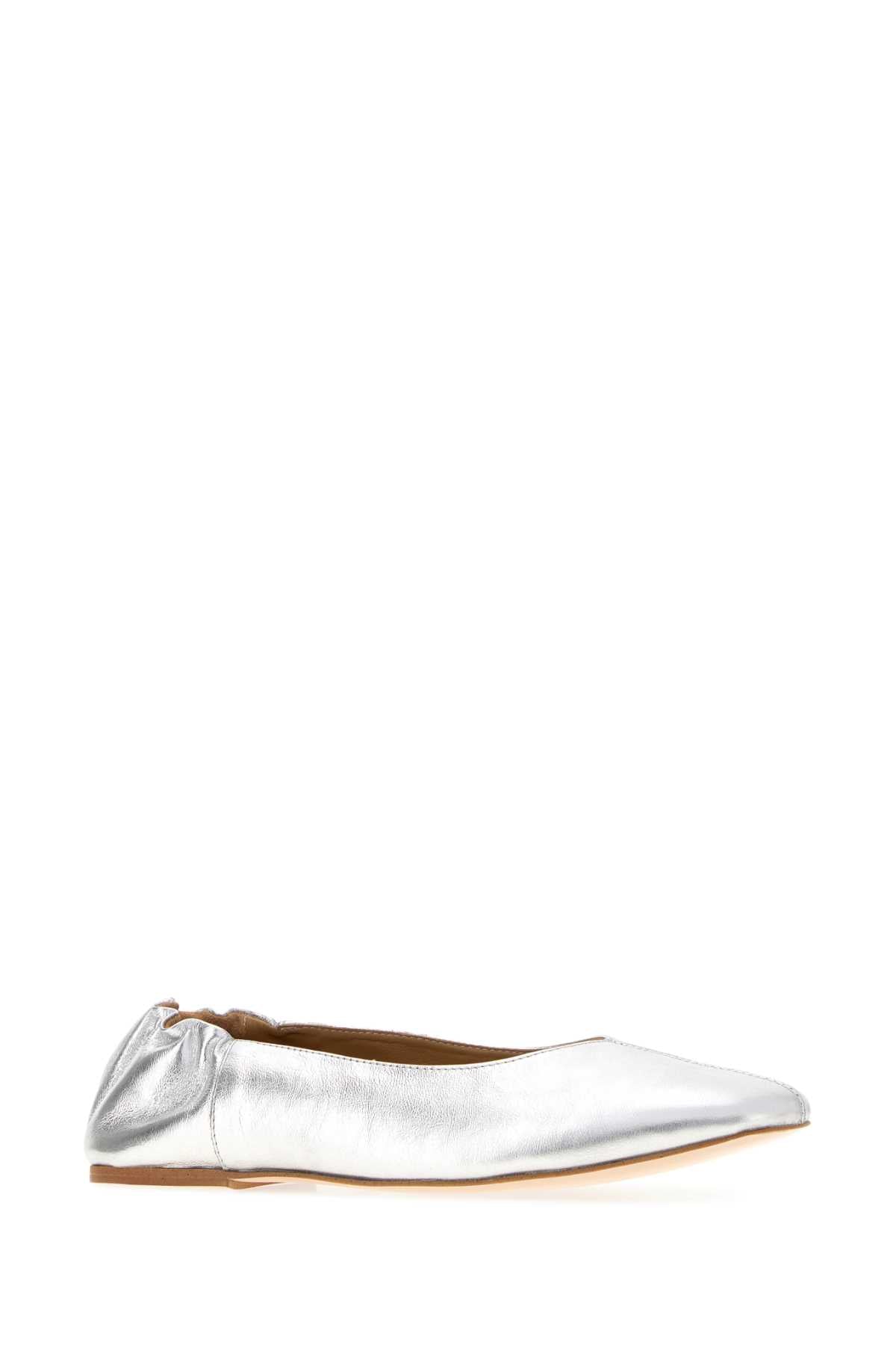 A.P.C. Silver Leather Juliet Ballerina