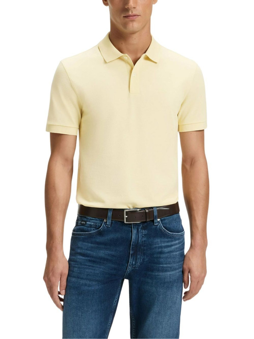 Light Yellow Solid Shirt Collar Polo