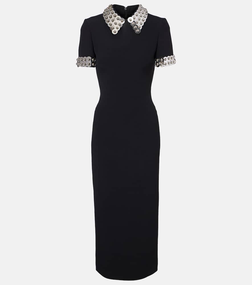 Embellished cady midi dress