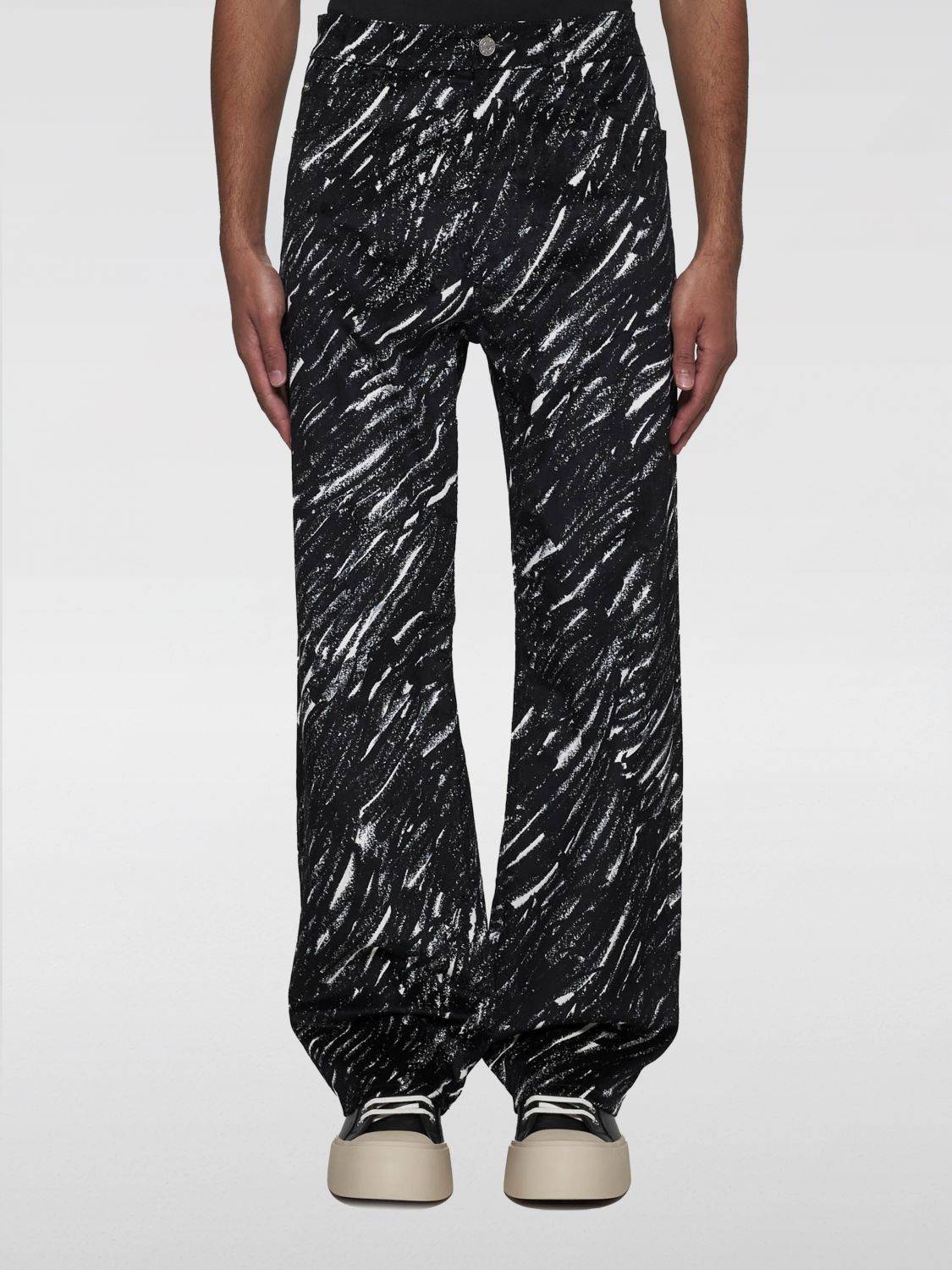 Flocked wide-leg jeans - Black