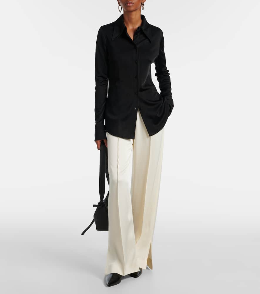 Gathered satin wide-leg pants