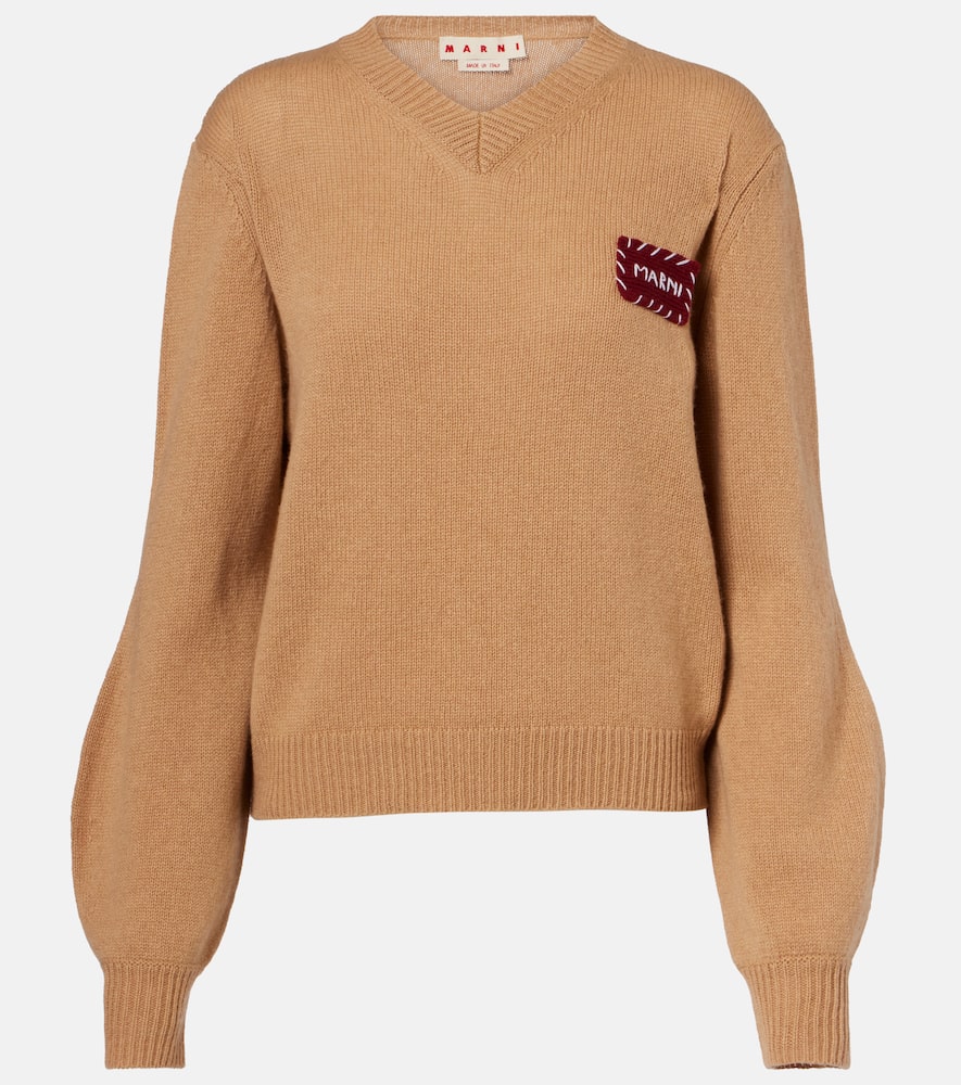 Patch-appliqué cashmere sweater