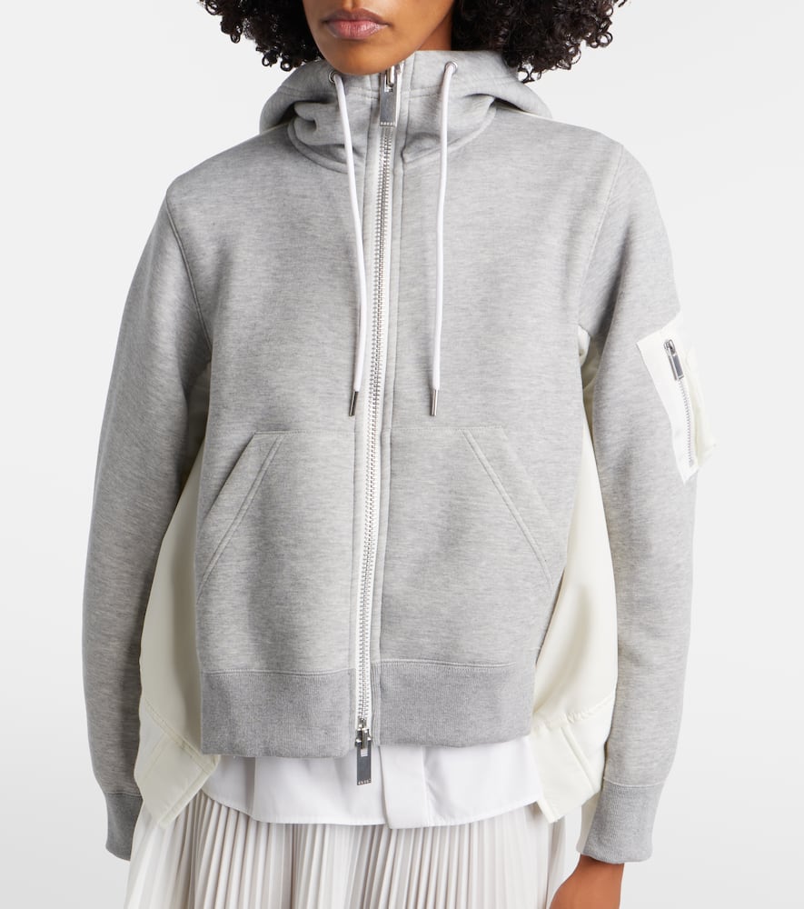 Paneled zip-up hoodie