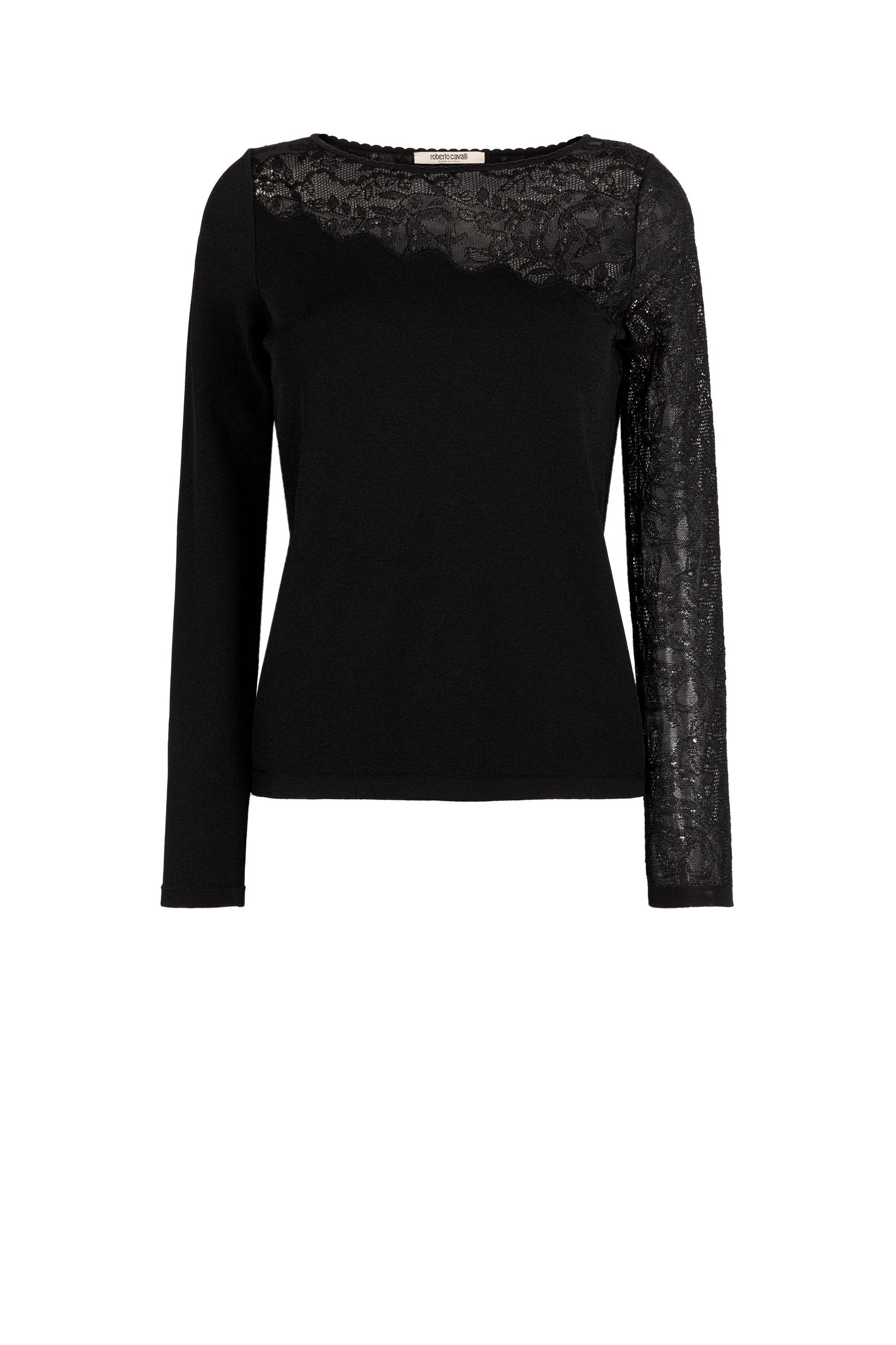 Floral-knit Lace-insert Top