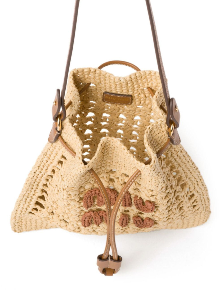 Beige Woven Raffia Mini Bag