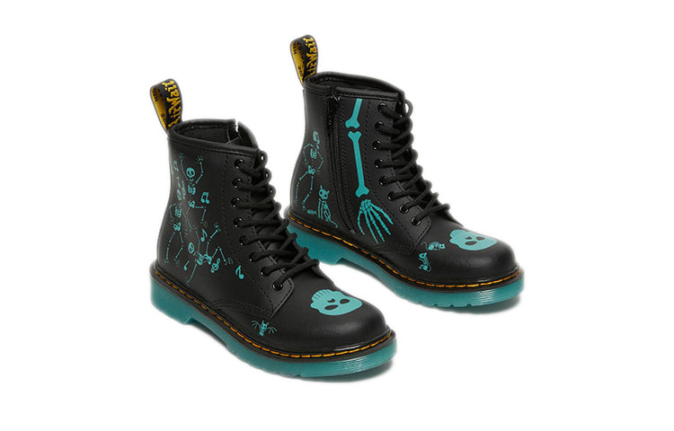 (PS) Dr.Martens 1460 PU Skelly Print Leather Lace Up Boots 'Black Aqua'